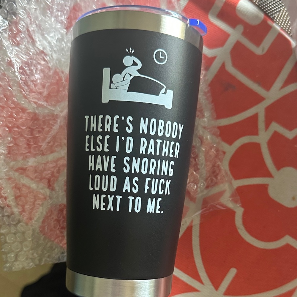 Source Unknown Black Tumbler with Humorous Quote